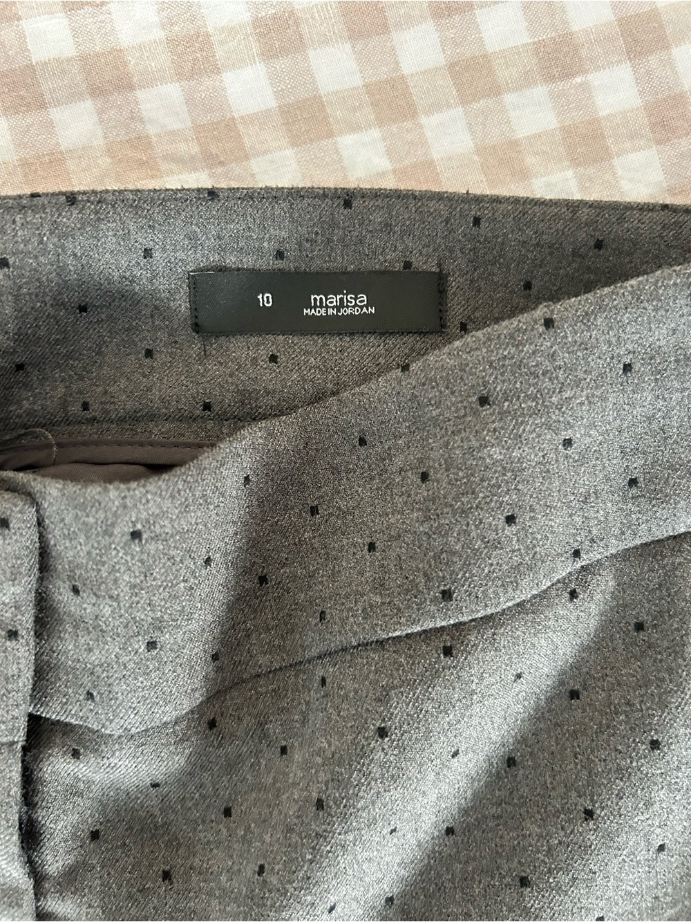 LOFT Gray Cropped Pants with Black Micro-Dot Pattern